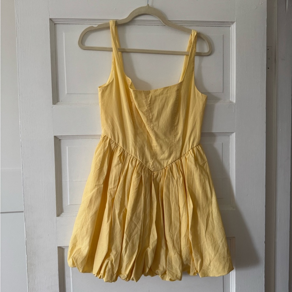 Yellow Bubble Hem Mini Dress - Picture 5 of 6